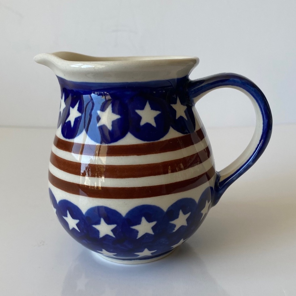Boleslawiec Polish Pottery Stars and Stripes Creamer Collectible